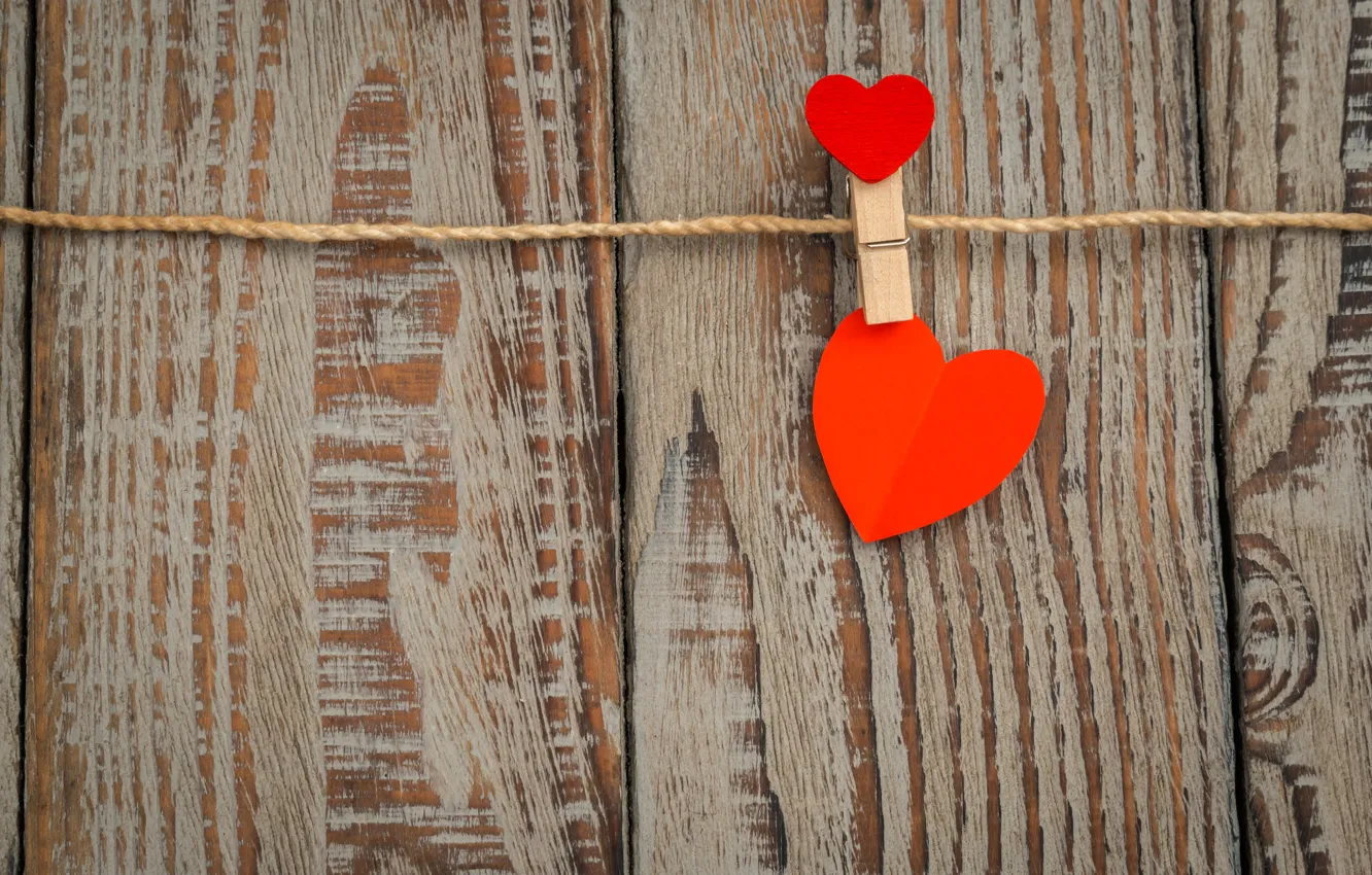 Photo wallpaper heart, love, heart, wood, romantic
