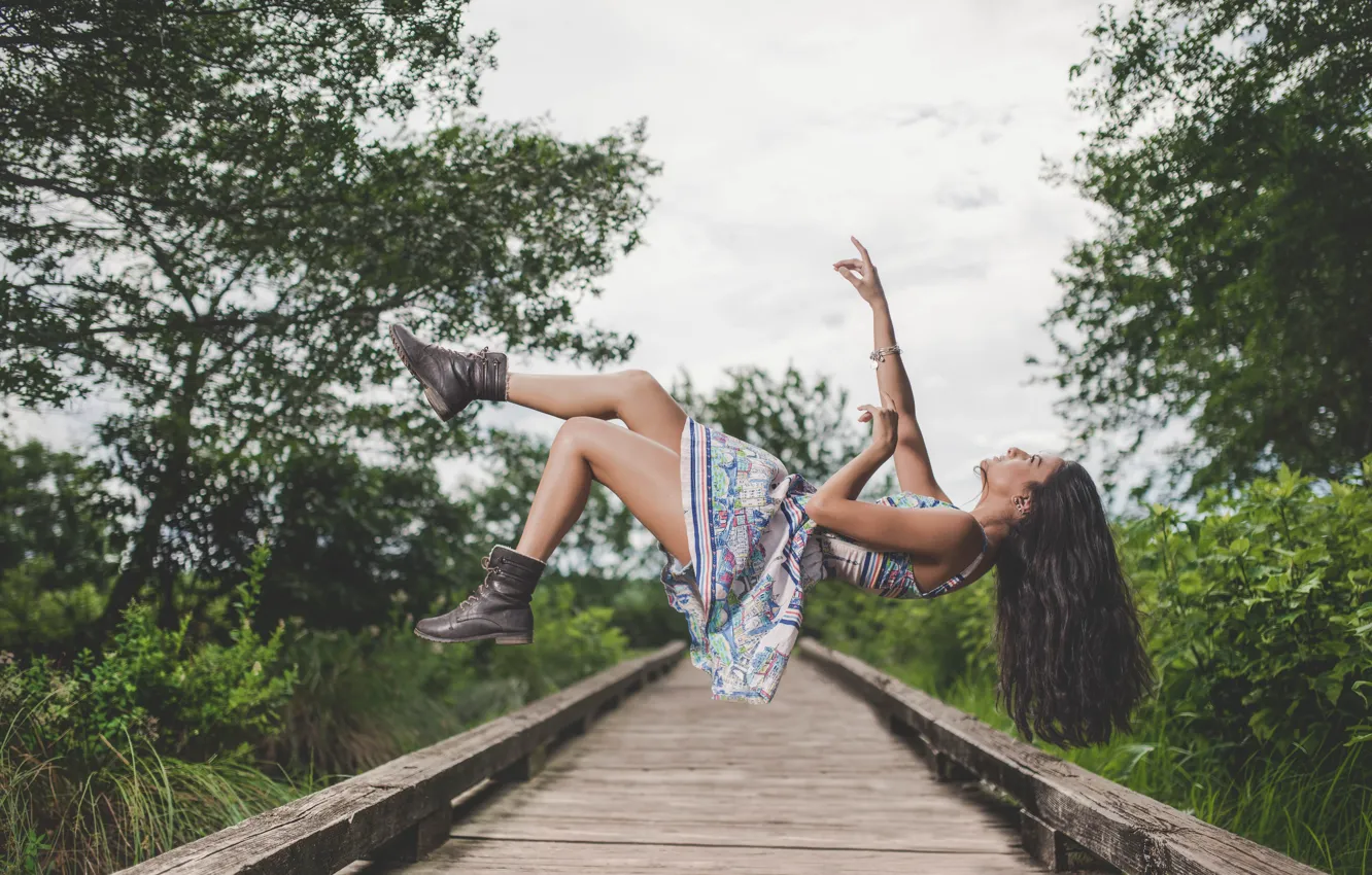 Photo wallpaper girl, hair, dress, levitation, Levitation