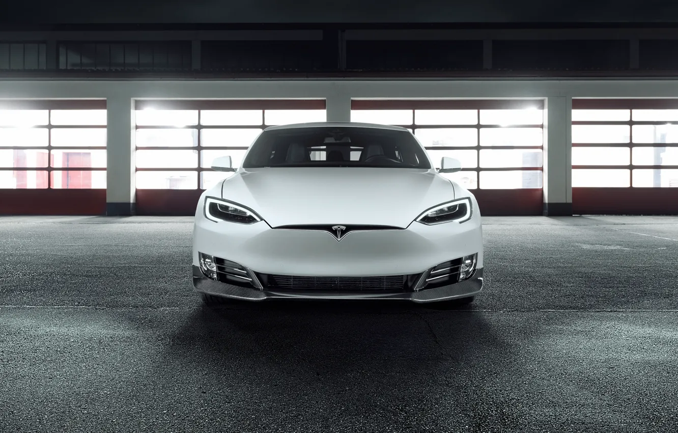Photo wallpaper front view, Tesla, Model S, Novitec, 2017