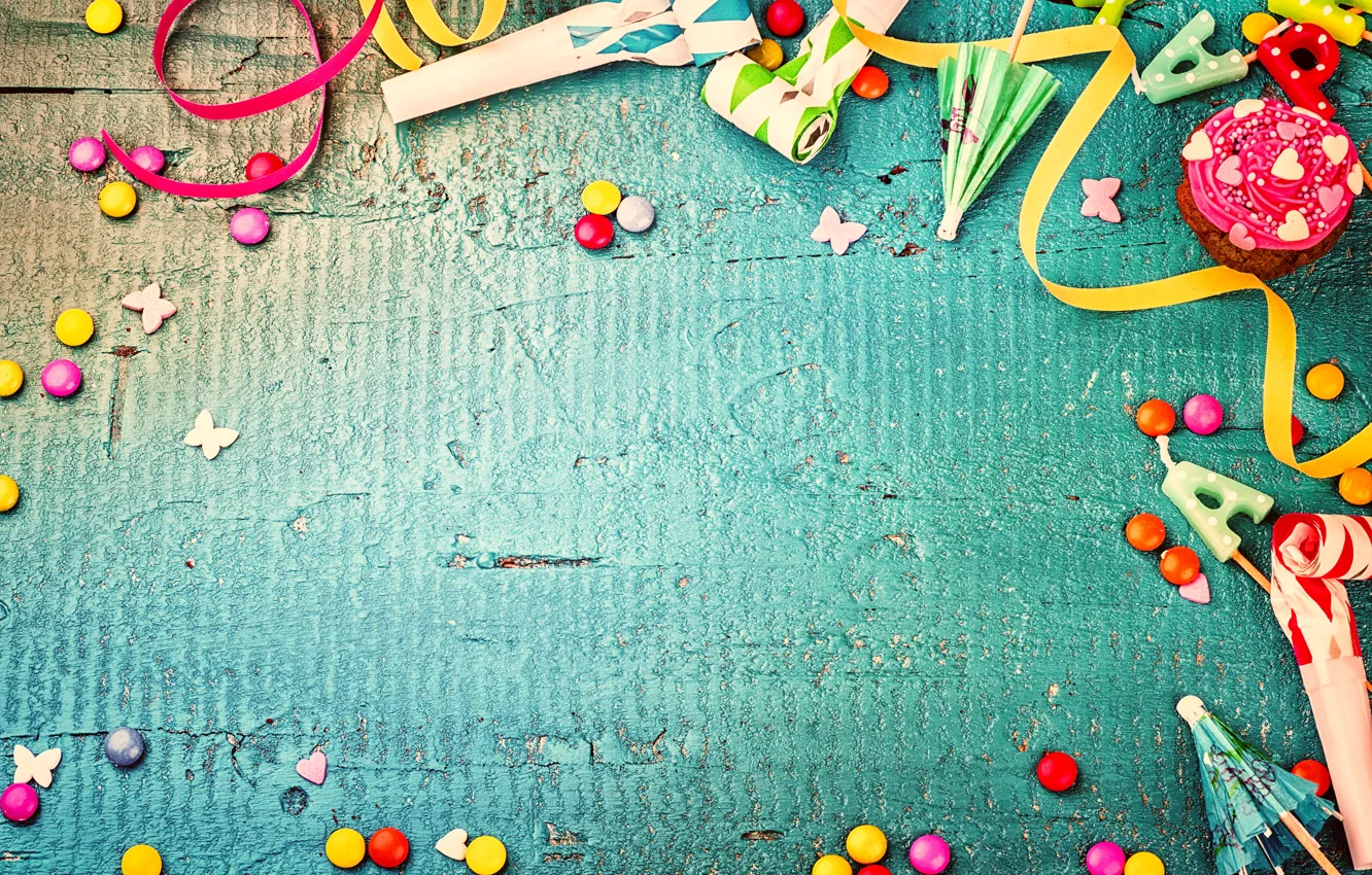 Photo wallpaper decoration, candy, sweets, Happy Birthday, decoration, Birthday, holiday celebration