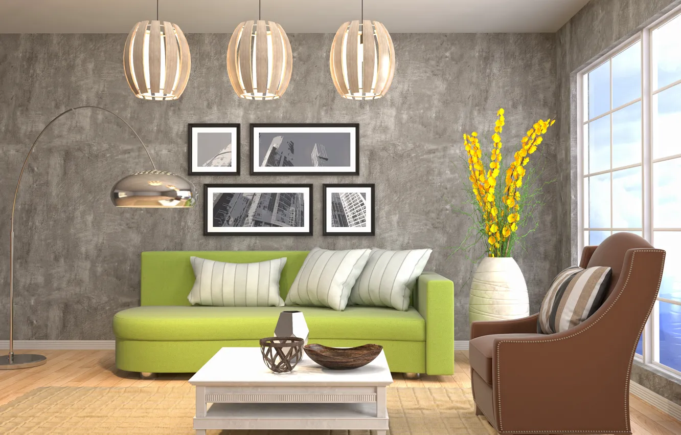 Photo wallpaper design, furniture, interior, living room, living room