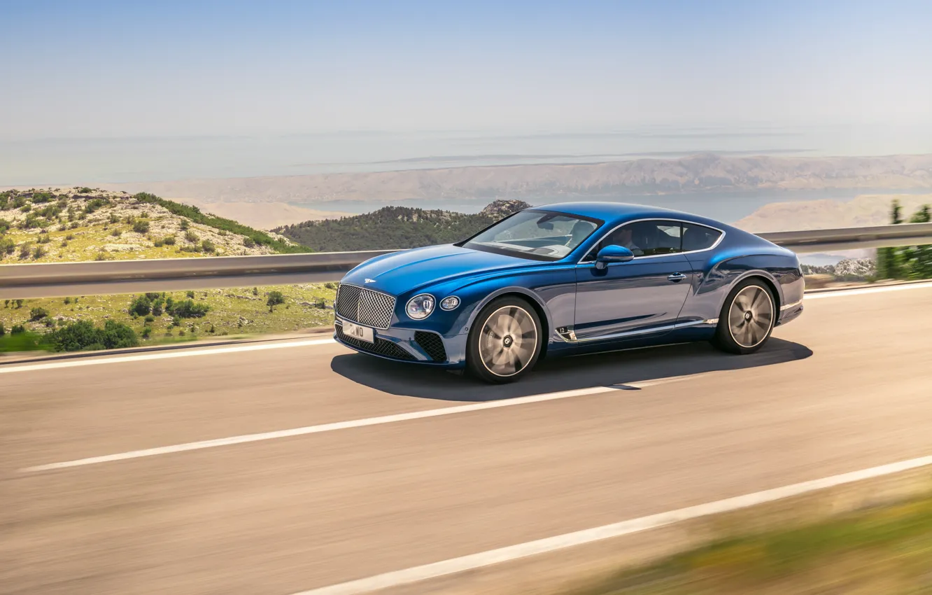 Photo wallpaper Bentley, Continental GT, Blue, Coupe, 2017