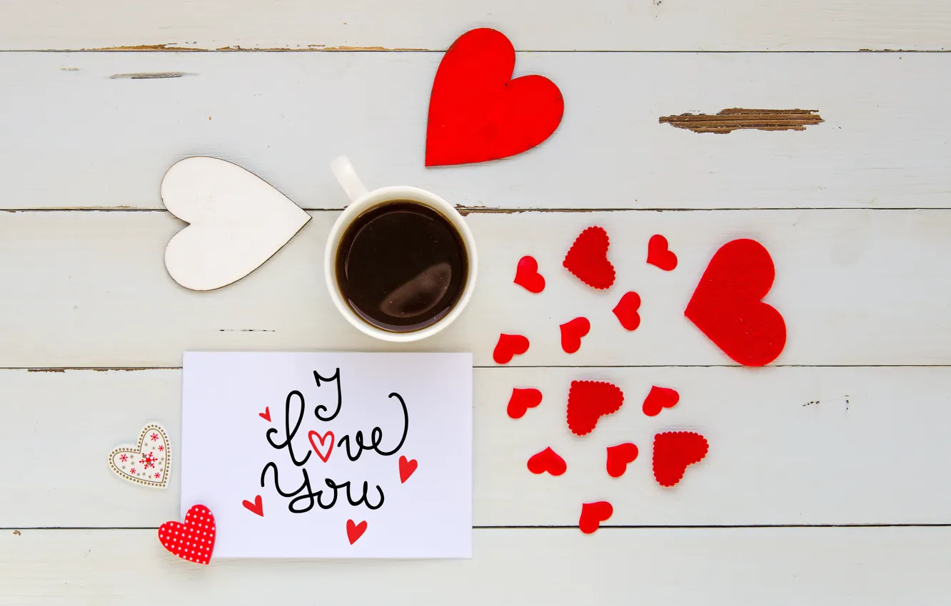 Wallpaper love, heart, coffee, Cup, hearts, red, love, I love you, heart,  wood, romantic, coffee cup images for desktop, section настроения - download