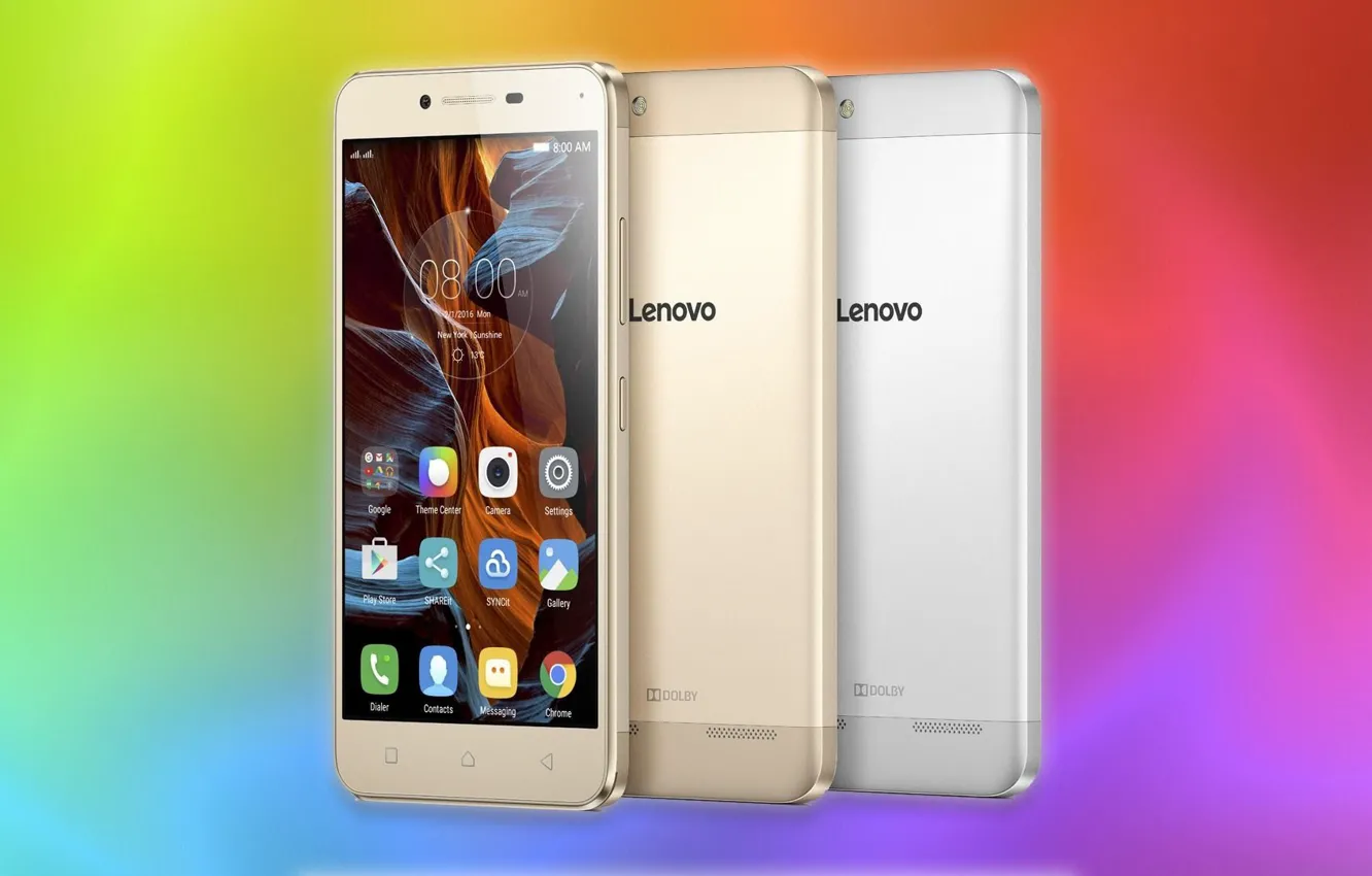 Photo wallpaper silver, Golden, dolby, colorful background, Lenovo, smartphones