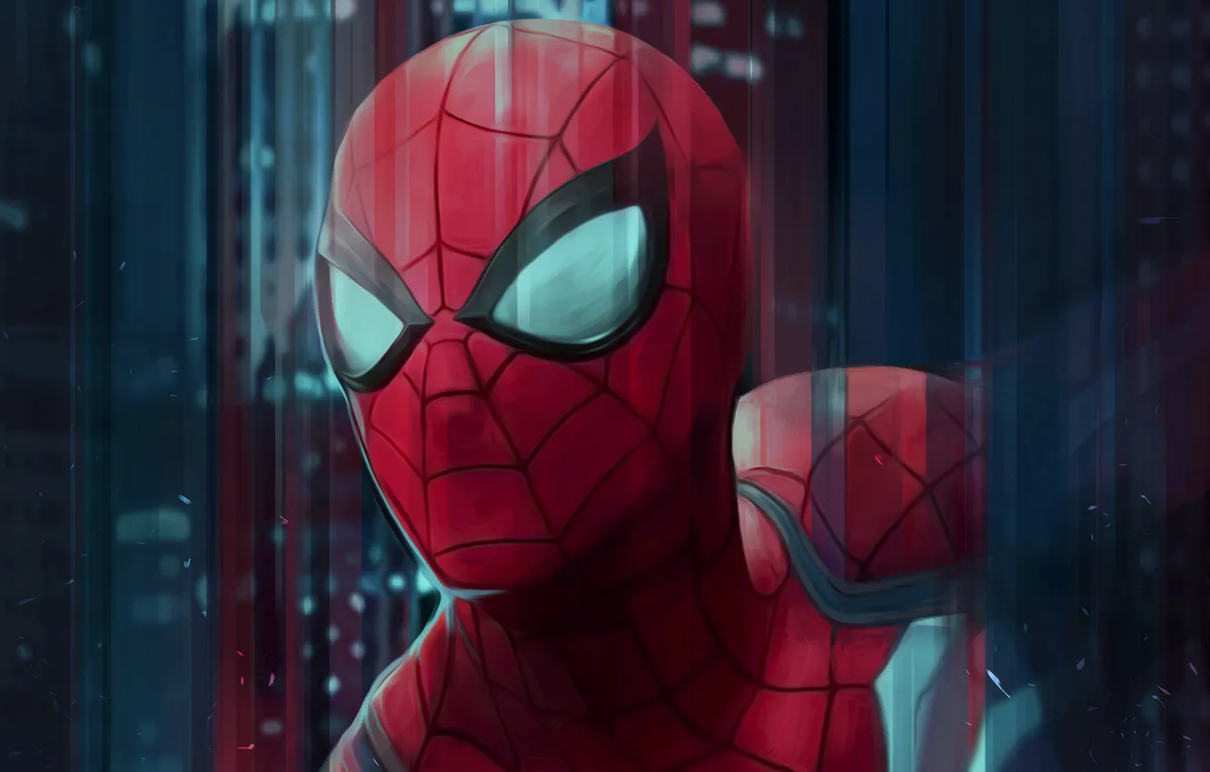 Wallpaper red, figure, art, costume, superhero, Spider-man, Spider-Man,  Peter Parker images for desktop, section фильмы - download
