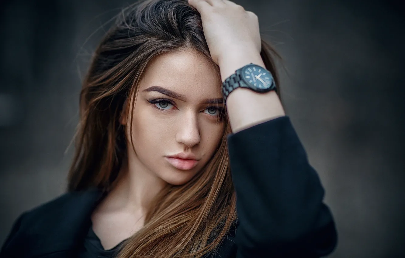Wallpaper look, face, pose, background, model, watch, hand ...