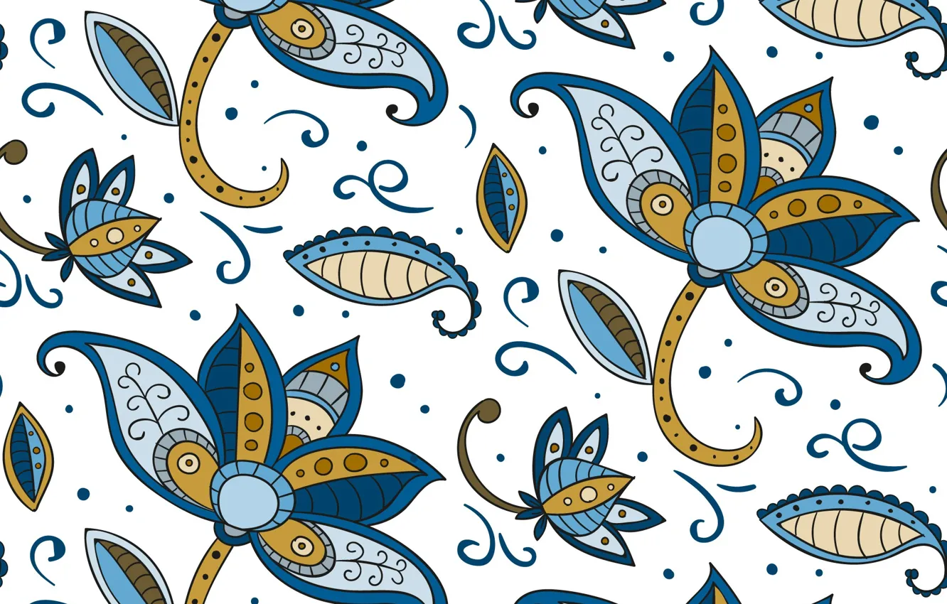 Wallpaper flowers, blue, texture, style, batik images for desktop ...