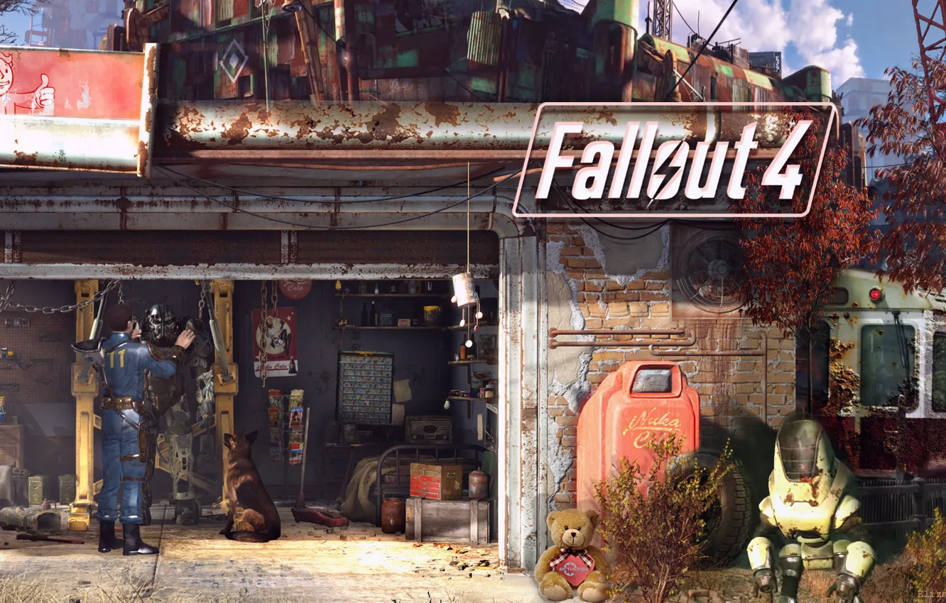 Photo wallpaper dog, station, the atmosphere, Armor, equipment, Bethesda Softworks, Bethesda Game Studios, Fallout 4, Power Armor, …