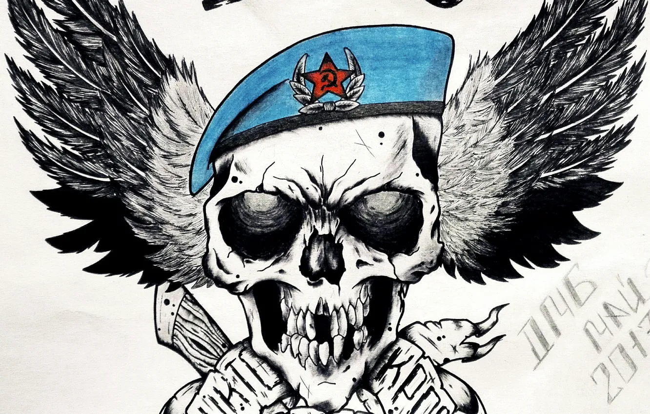 Photo wallpaper skull, takes, Airborne, DMB, winged infantry, MTR about