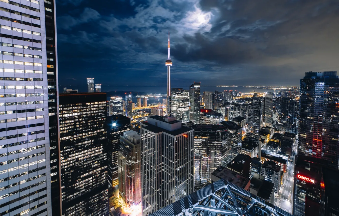 Wallpaper light, night, the city, lights, the moon, Canada, Toronto images  for desktop, section город - download