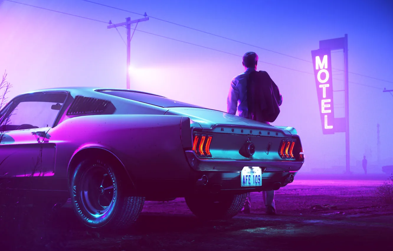 Wallpaper Mustang Ford Auto Night Neon People Machine Background Ford Mustang 1967 Fastback Mustang Gt Motel Synthpop Motel Darkwave Images For Desktop Section Rendering Download