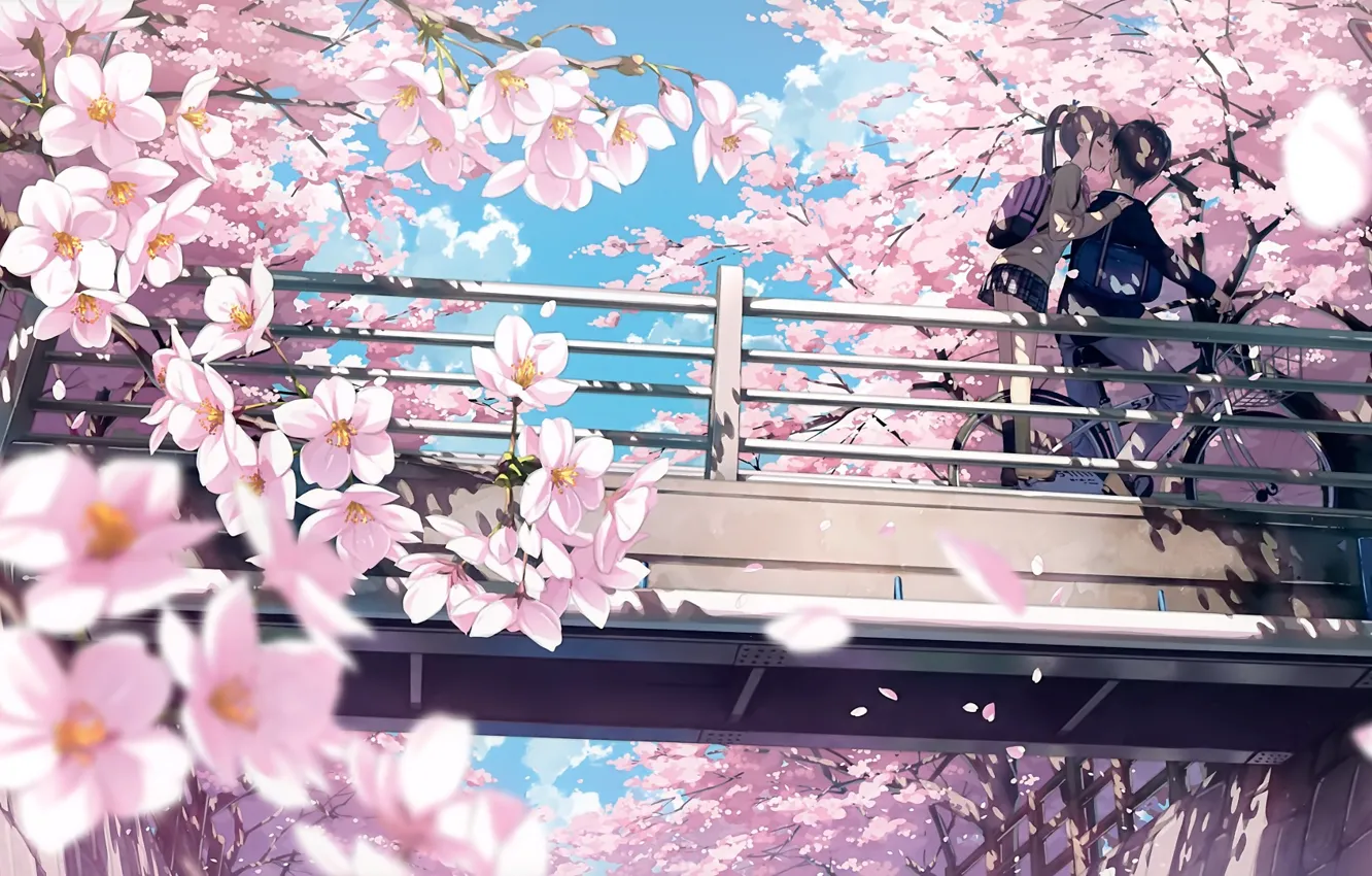 Wallpaper flowers, anime, art, girl, guy, kantoku images for desktop,  section арт - download