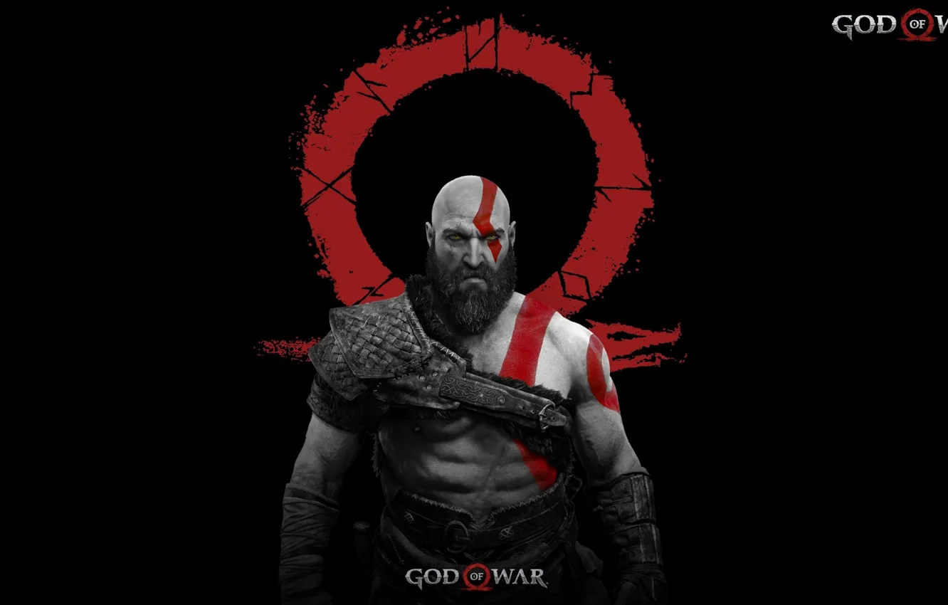 Photo wallpaper logo, demigod, armor, Kratos, God of War, general, Spartan, angry, god, strong, fury, muscular, thorax, …