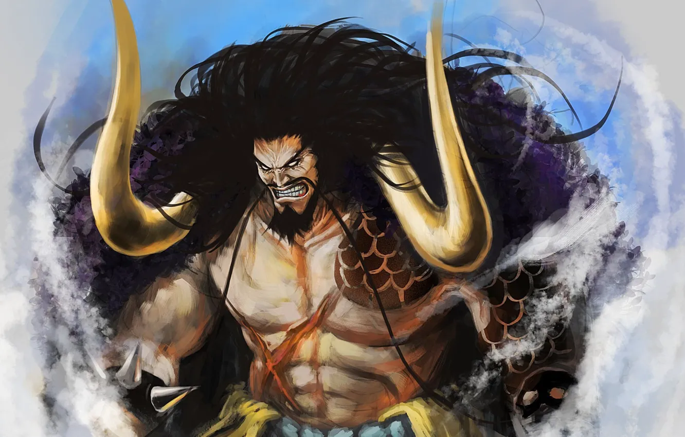 Wallpaper game, One Piece, horns, long hair, pirate, anime, man, tatoo,  captain, asian, manga, japanese, oriental, asiatic, powerful, strong images  for desktop, section сёнэн - download
