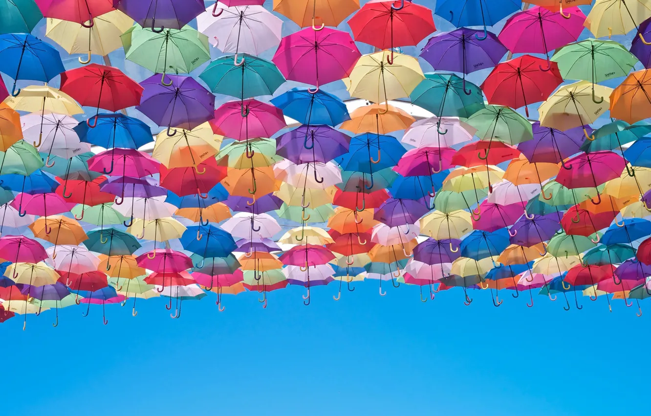 Photo wallpaper the sky, background, umbrellas