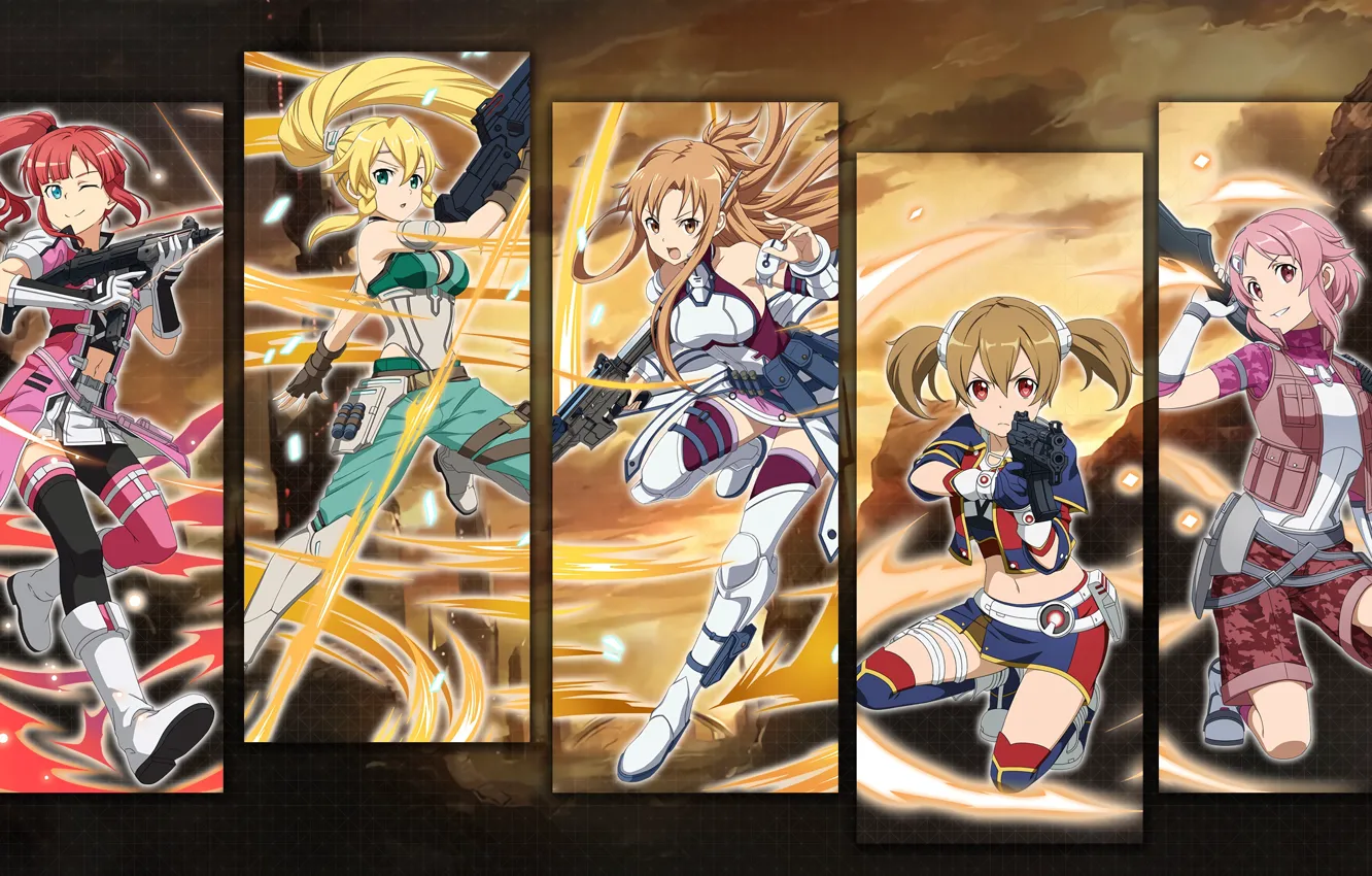 Wallpaper Weapons Girls Collage Anime Art Sword Art Online