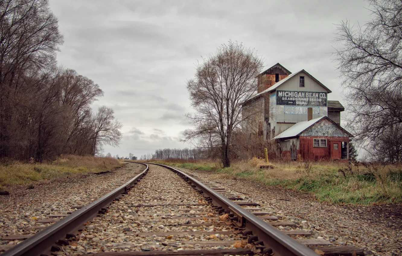 Photo wallpaper railway, countryside, cloudy, railroad, Michigan Bean Co.
