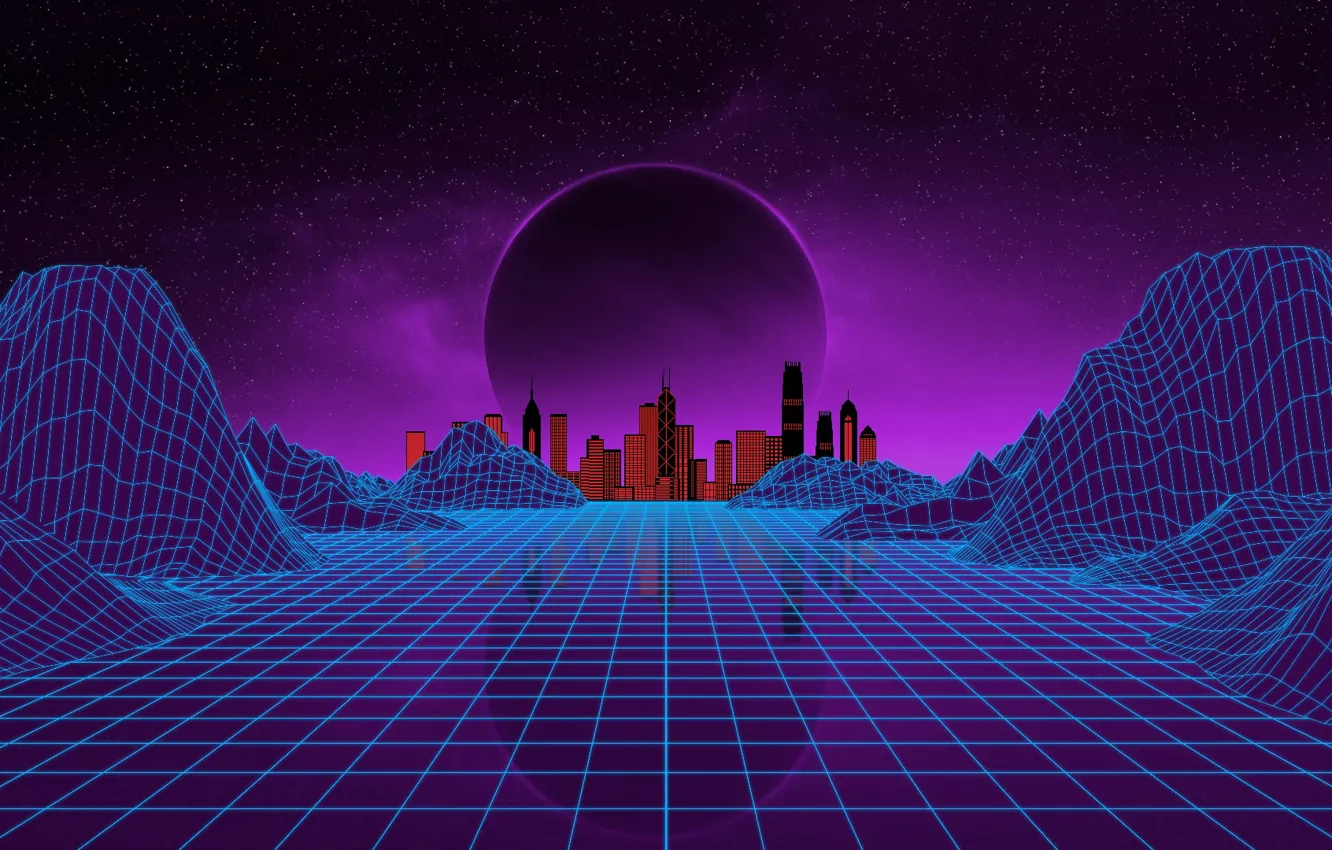 Wallpaper Music, The city, Stars, Neon, Planet, Space, Background,  Electronic, Synthpop, Darkwave, Synth, Retrowave, Synth-pop, Sinti,  Synthwave, Synth pop images for desktop, section рендеринг - download