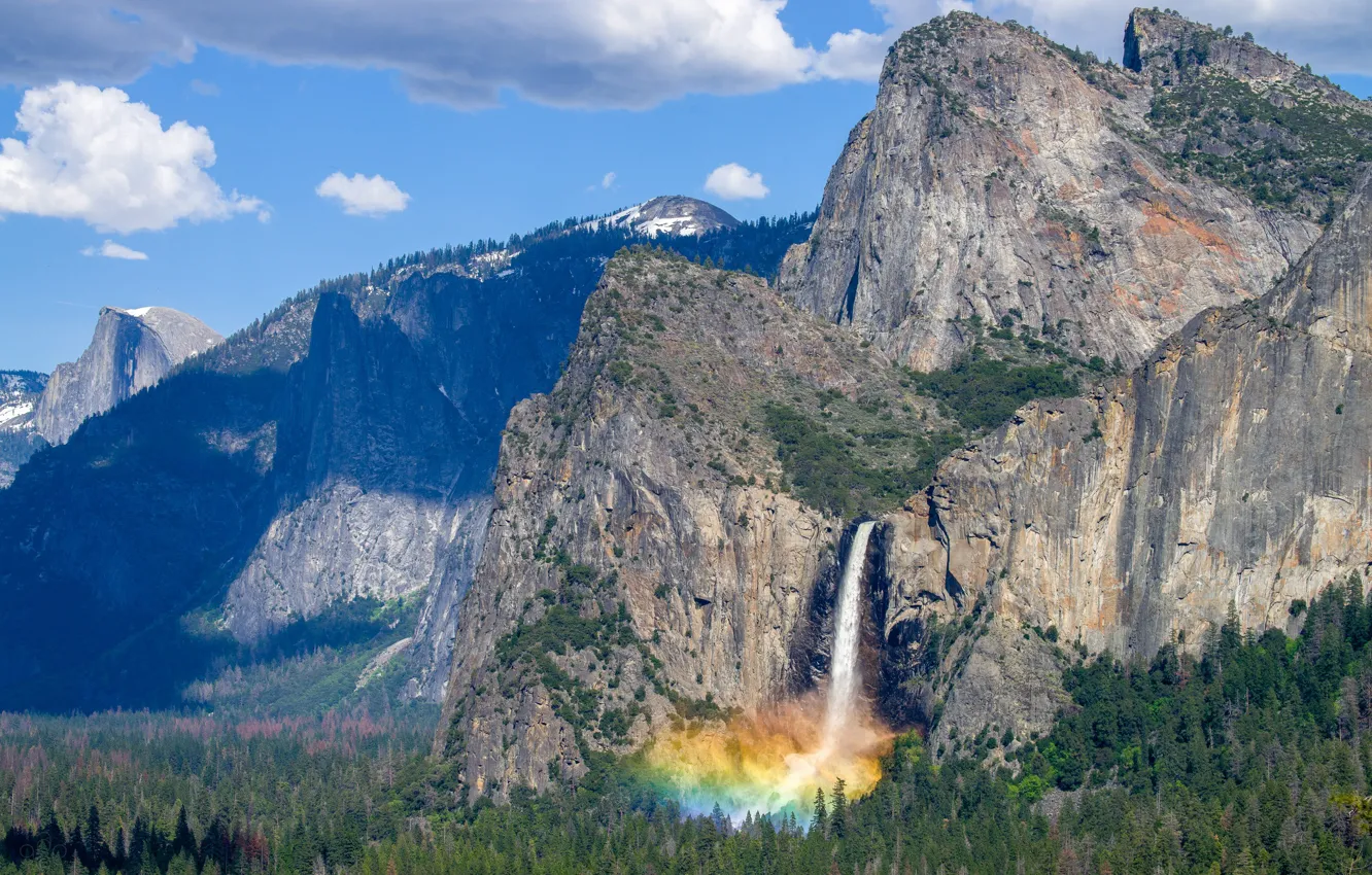 Photo wallpaper the sky, mountains, nature, waterfall, beauty, Yosemite National Park