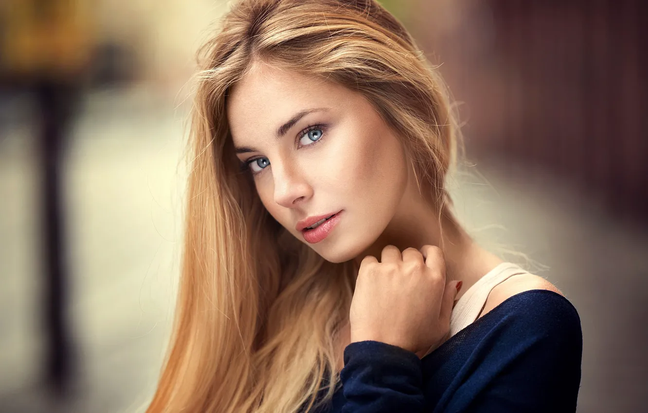 Photo wallpaper look, background, portrait, makeup, hairstyle, blonde, beau...