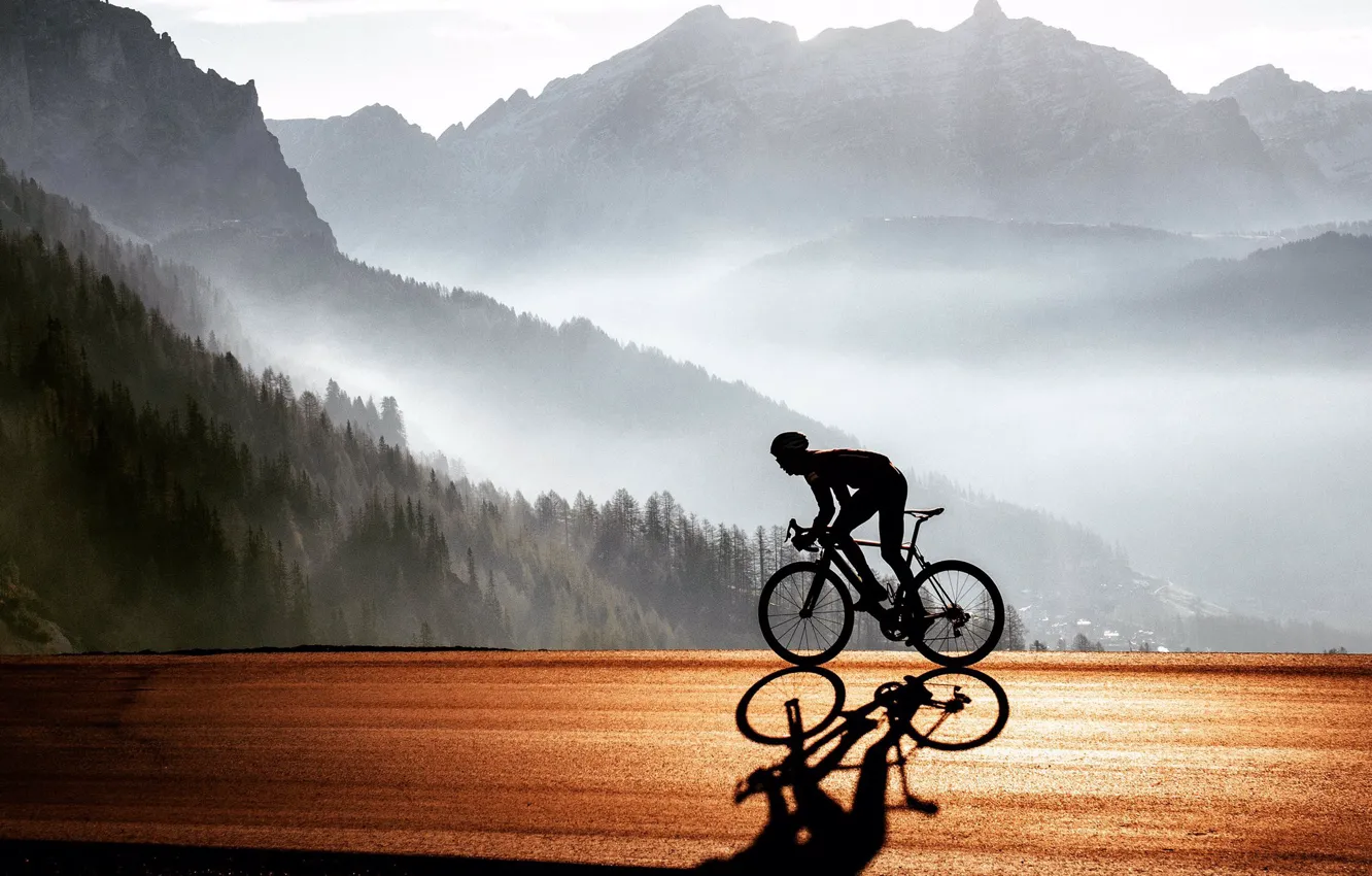 Wallpaper road, mountains, nature, athlete, cyclist, road ...