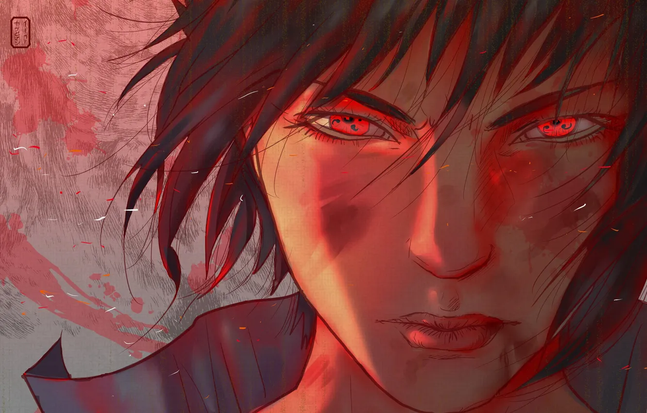 Wallpaper Look Face The Wind Red Eyes Sharingan Sasuke