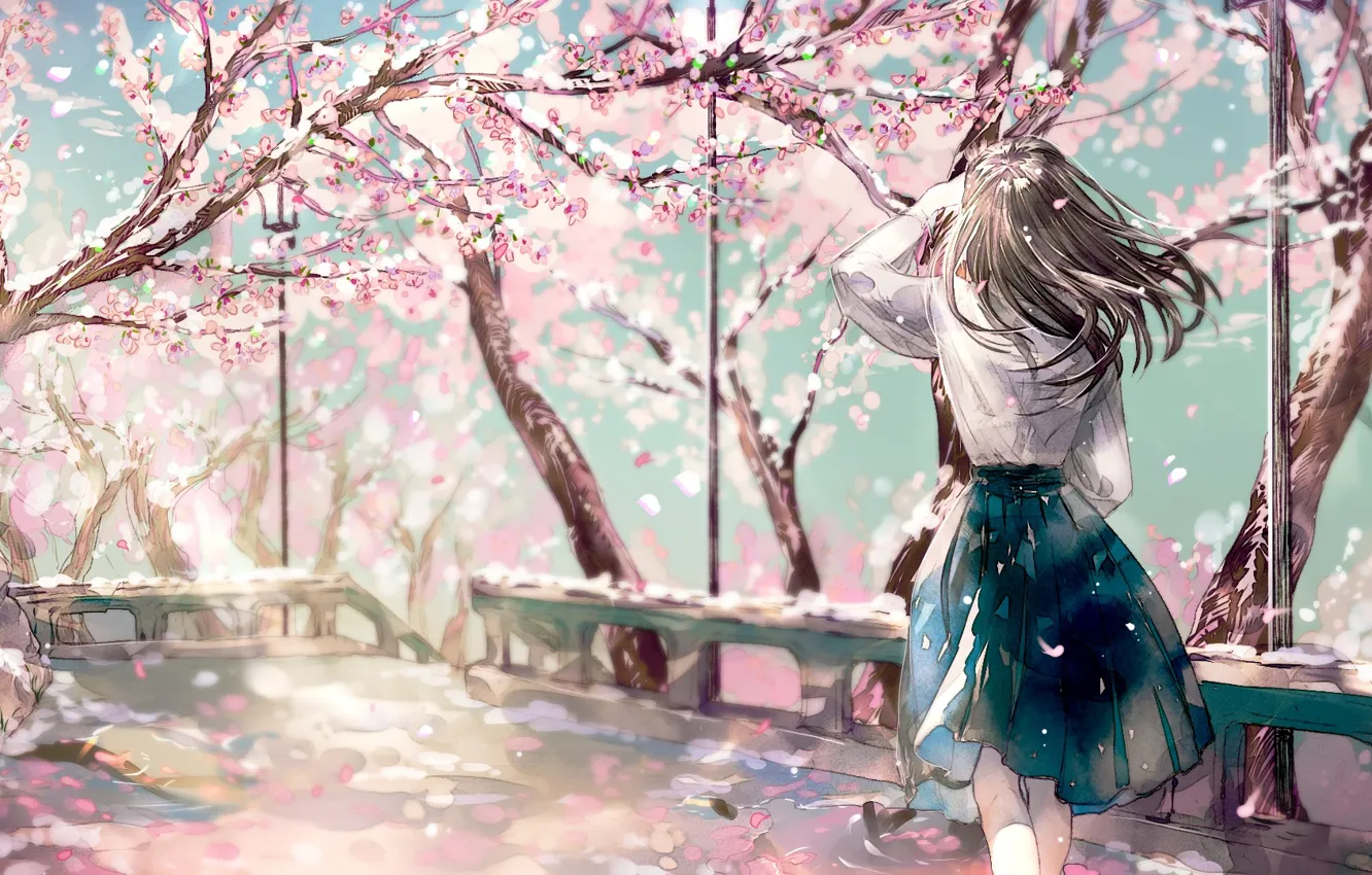 Wallpaper Girl, Spring, Anime, Painting images for desktop, section арт - download