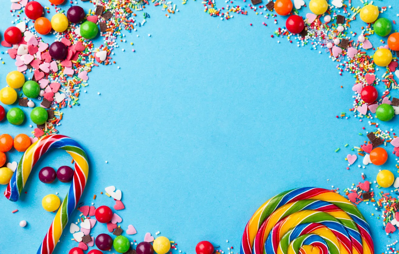 Photo wallpaper sweets, lollipops, horn, caramel