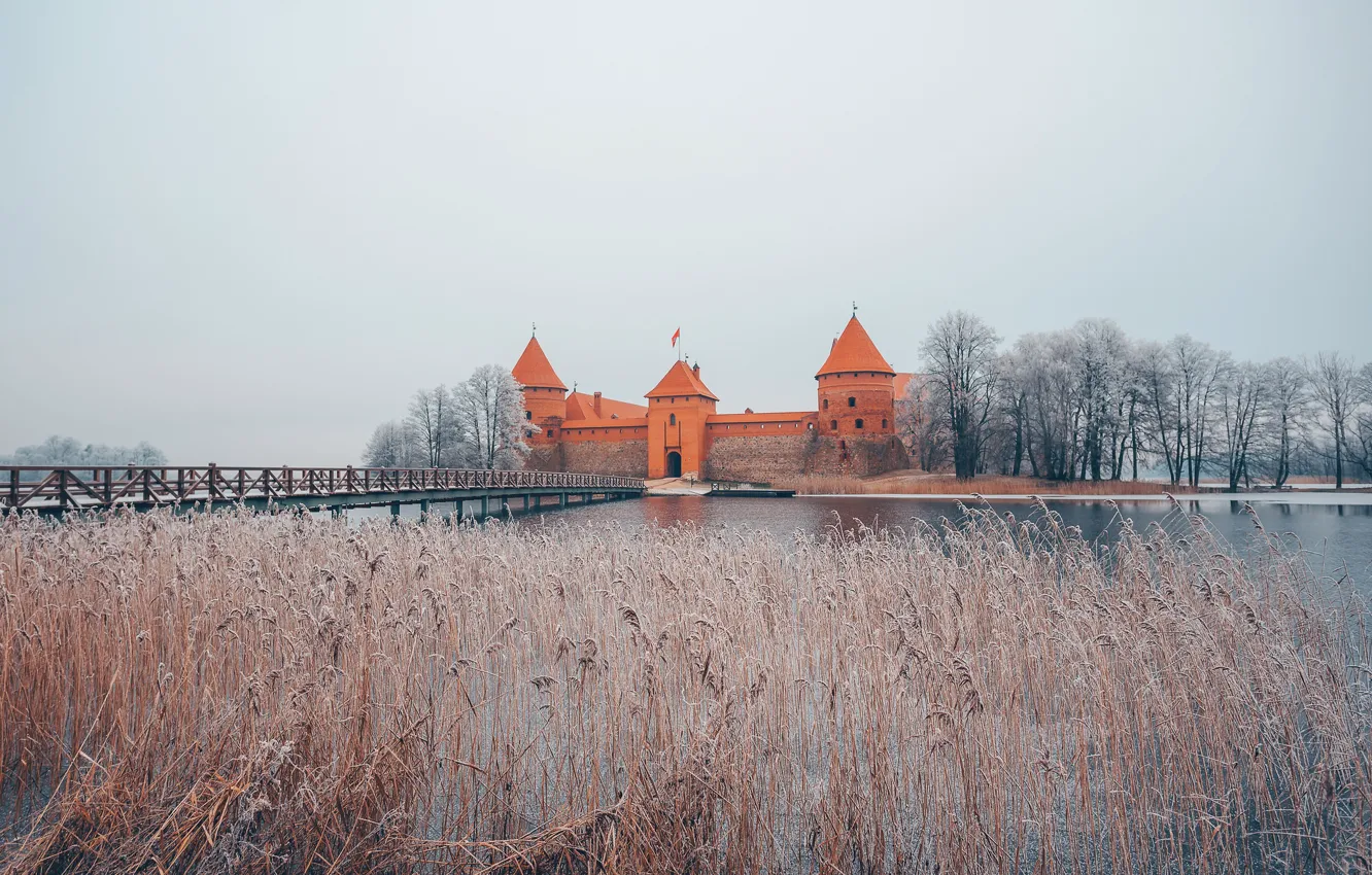 Photo wallpaper Winter, Castle, Trakai, Lithuania