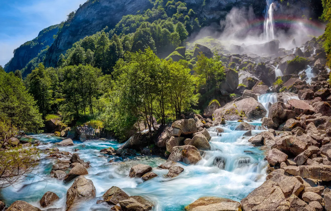 Wallpaper mountains, nature, river, waterfall, Switzerland images for  desktop, section природа - download