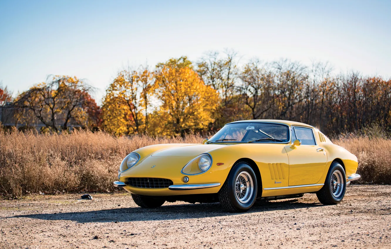 Photo wallpaper Yellow, Retro, Ferrari, Car, GTB, 275, Metallic, Steel, 1965-66