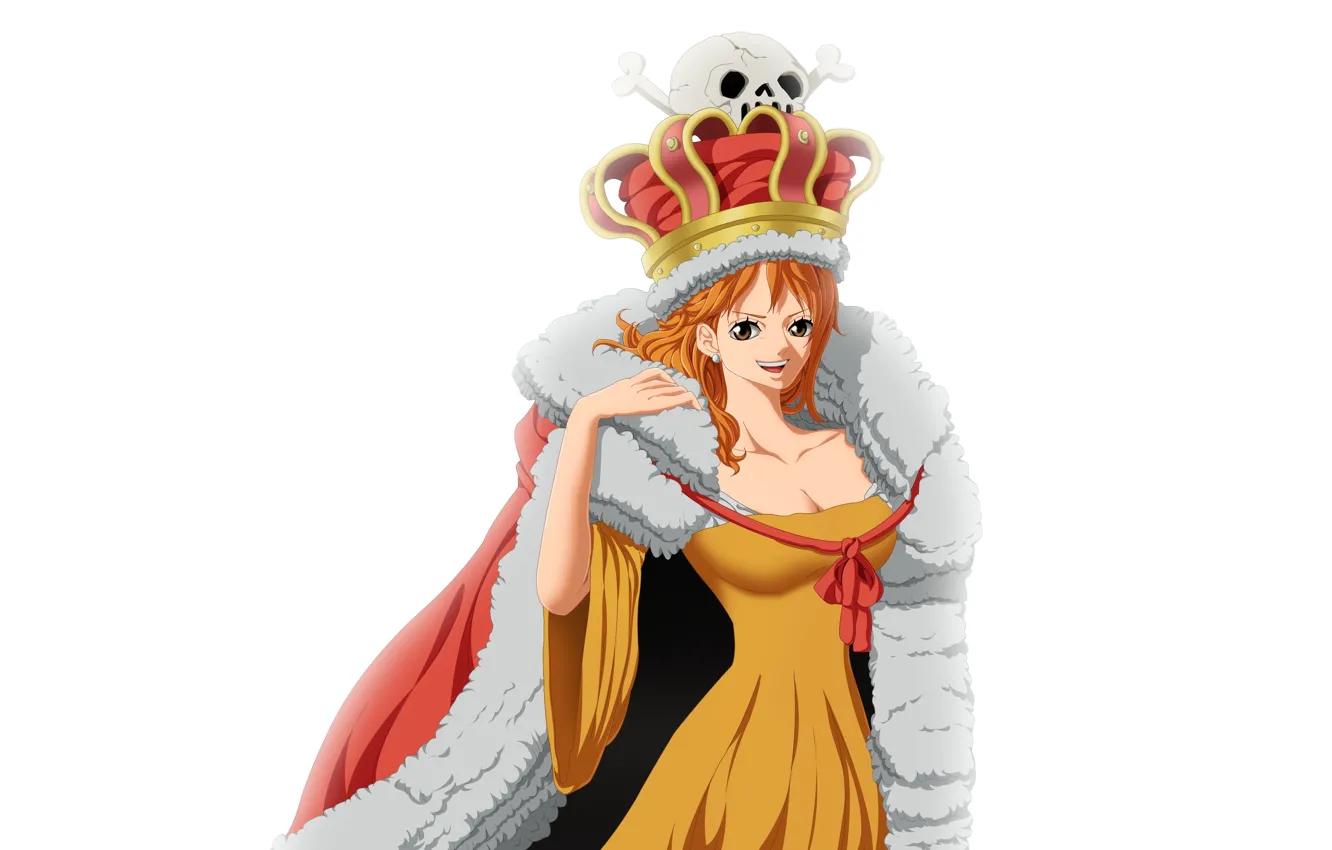 Photo wallpaper sake, game, One Piece, dress, pirate, big, anime, crown, queen, manga, oppai, Nami, cape, kyojin, …