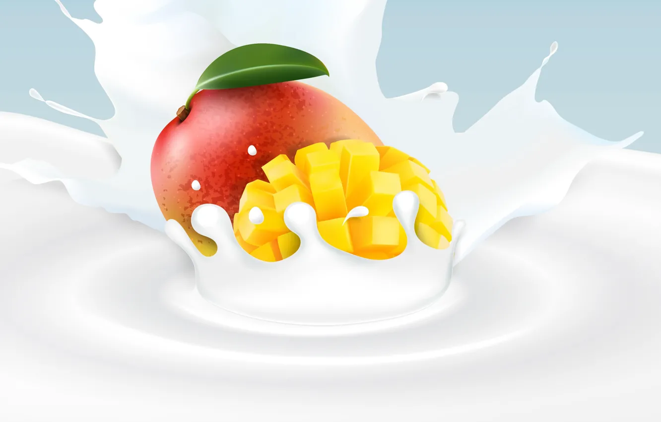 Photo wallpaper background, milk, mango