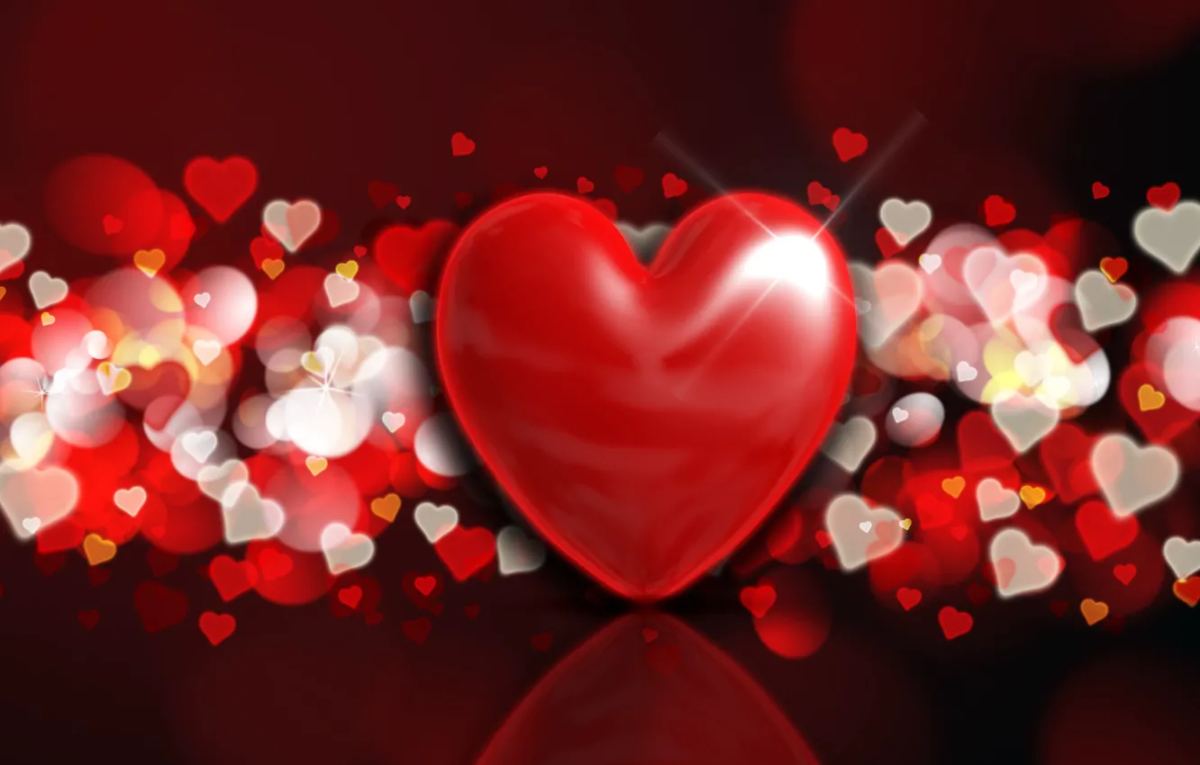 Wallpaper hearts, red, love, background, romantic, hearts, bokeh ...