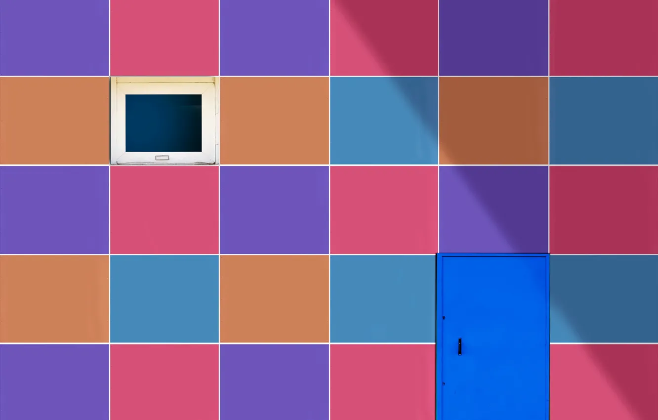 Photo wallpaper color, wall, the door, window
