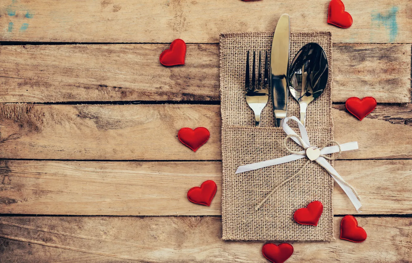 Photo wallpaper love, heart, spoon, hearts, love, plug, heart, wood, romantic, Valentine's Day, serving