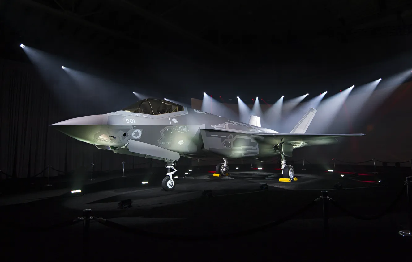 Photo wallpaper background, exhibition, fighter-bomber, F-35