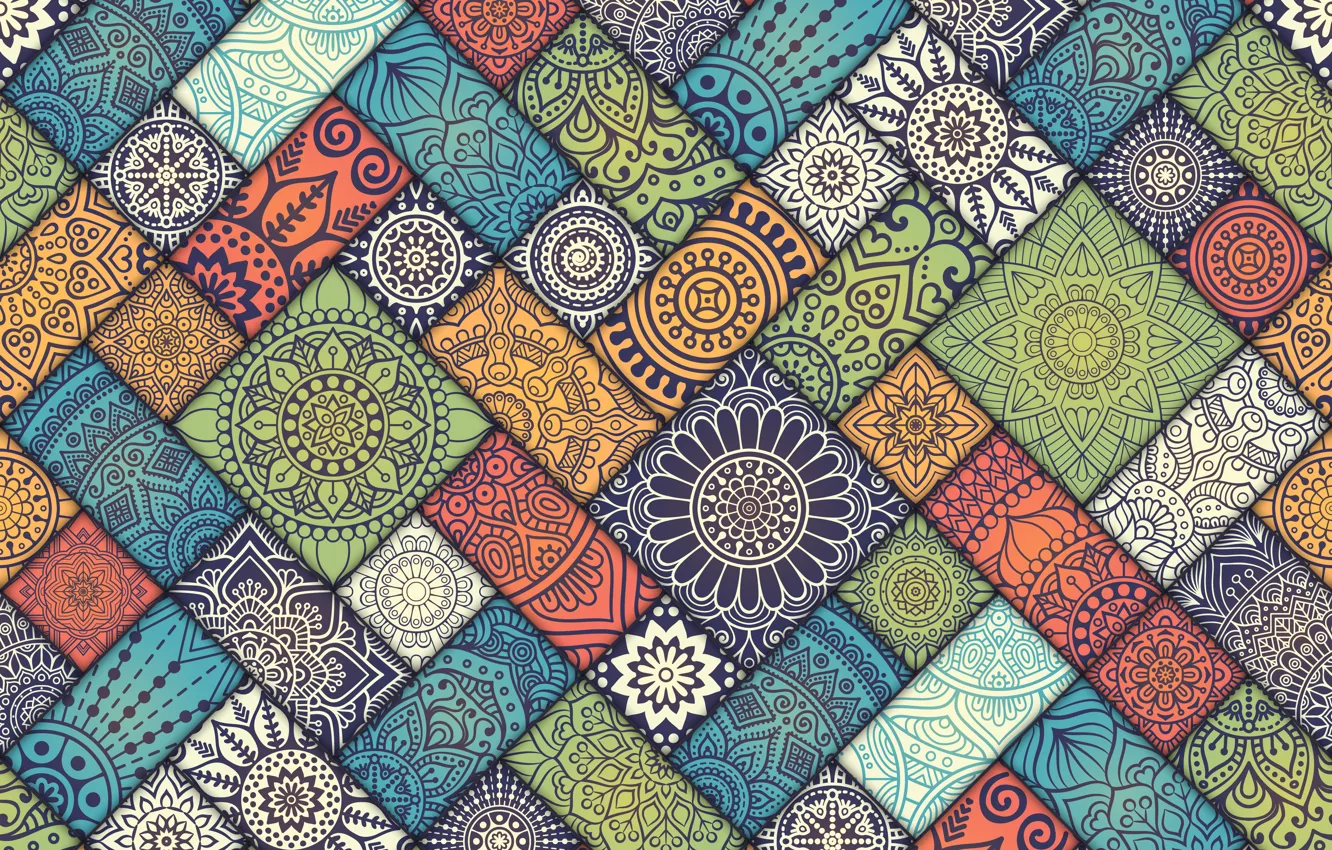 Wallpaper Colorful Pattern Vintage Tiles Floral Diagonal Images For Desktop Section Tekstury Download