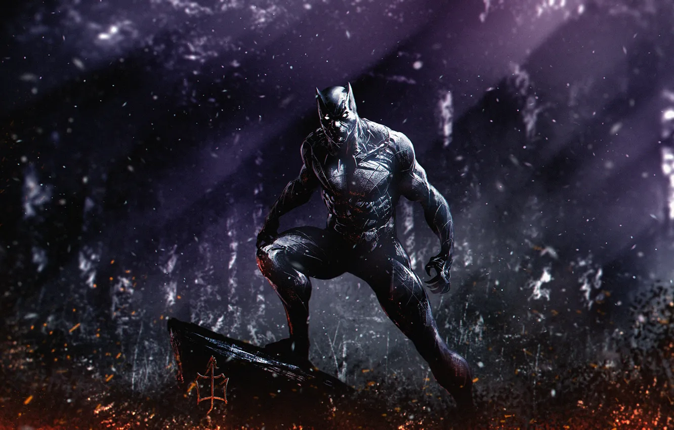 Photo wallpaper forest, mask, art, costume, marvel comics, You Challa, Black Panther