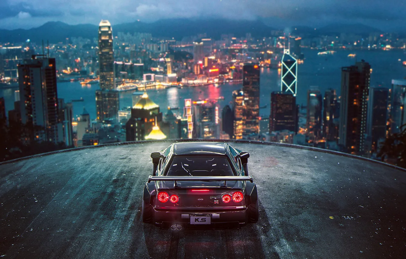 Photo wallpaper City, Nissan, Skyline, Tuning, Future, R34, by Khyzyl Saleem