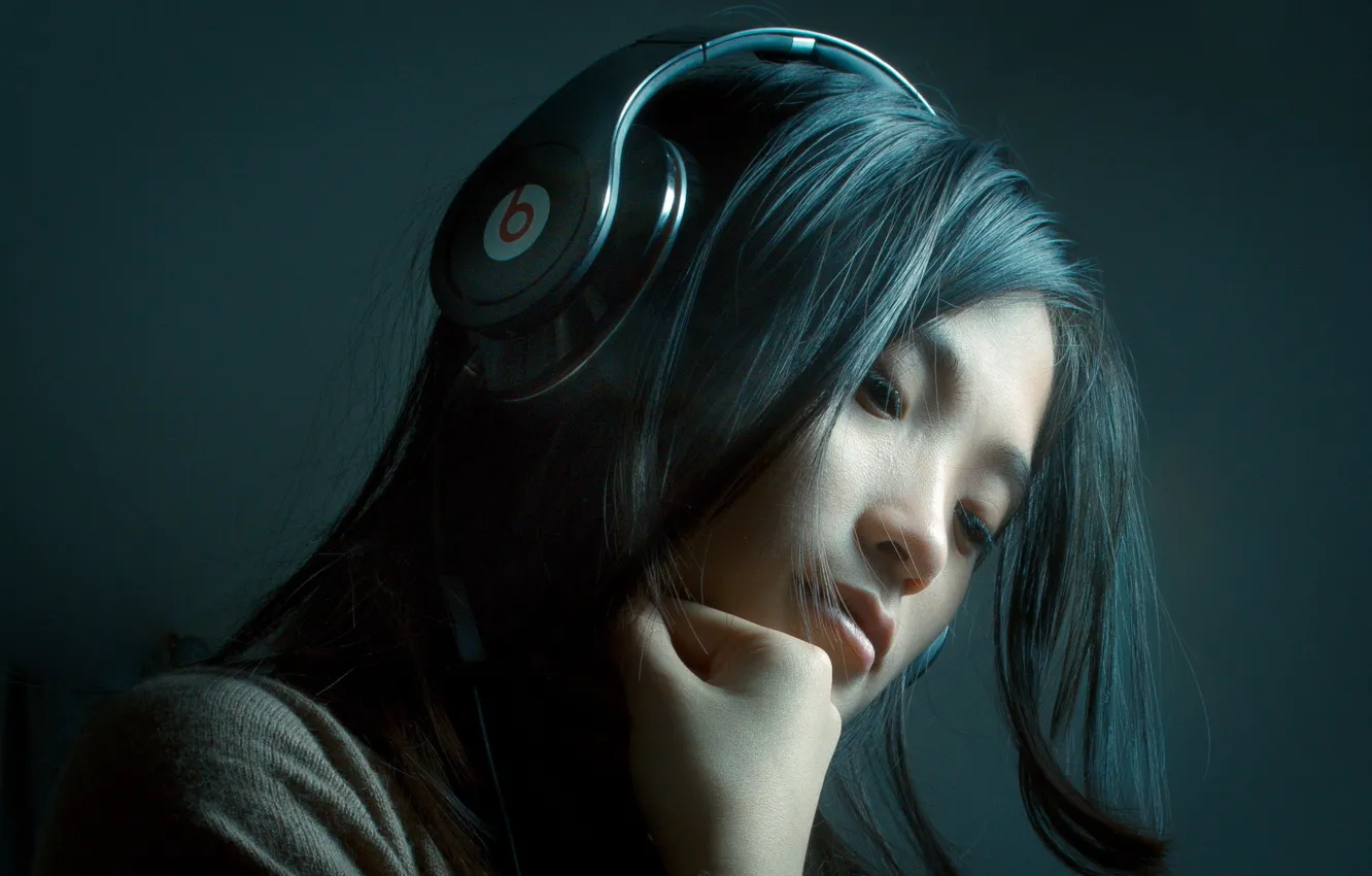 Photo wallpaper Girl, Music, Asian, Beauty, Headphones, Song