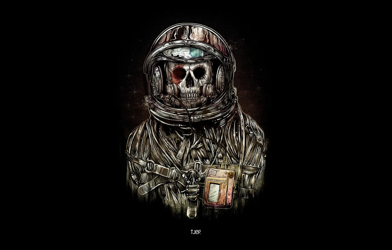 Photo wallpaper death, skull, the suit, costume, astronaut