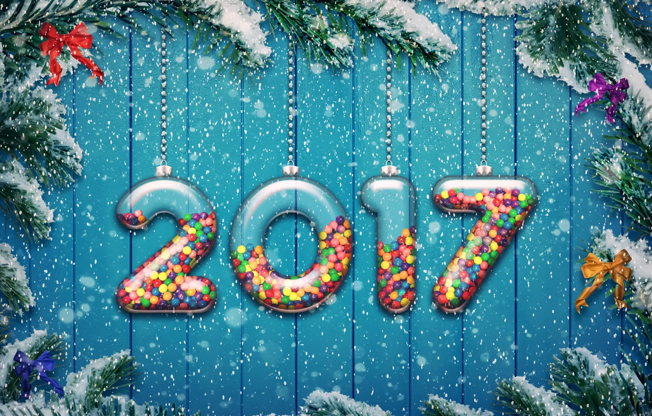 Photo wallpaper new year, happy, 2017, holiday decoration