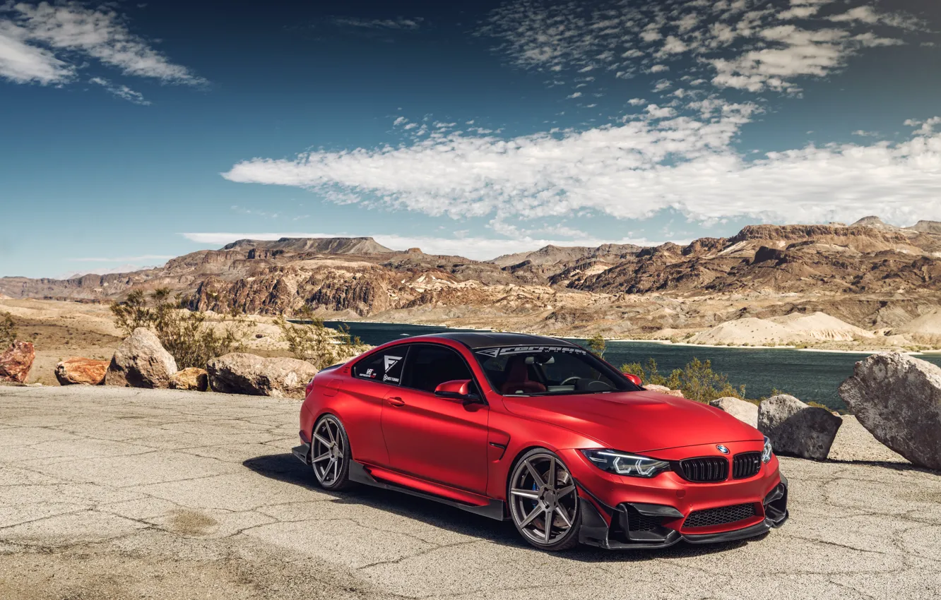 Photo wallpaper auto, landscape, red, design, BMW M4