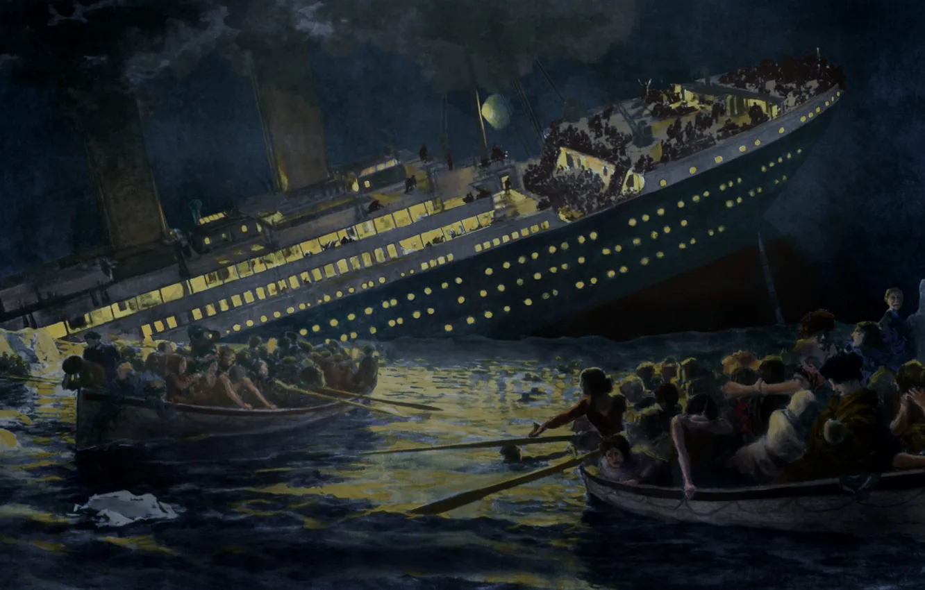 Wallpaper Titanic, death, lifeboats, Sinking images for desktop, section  живопись - download