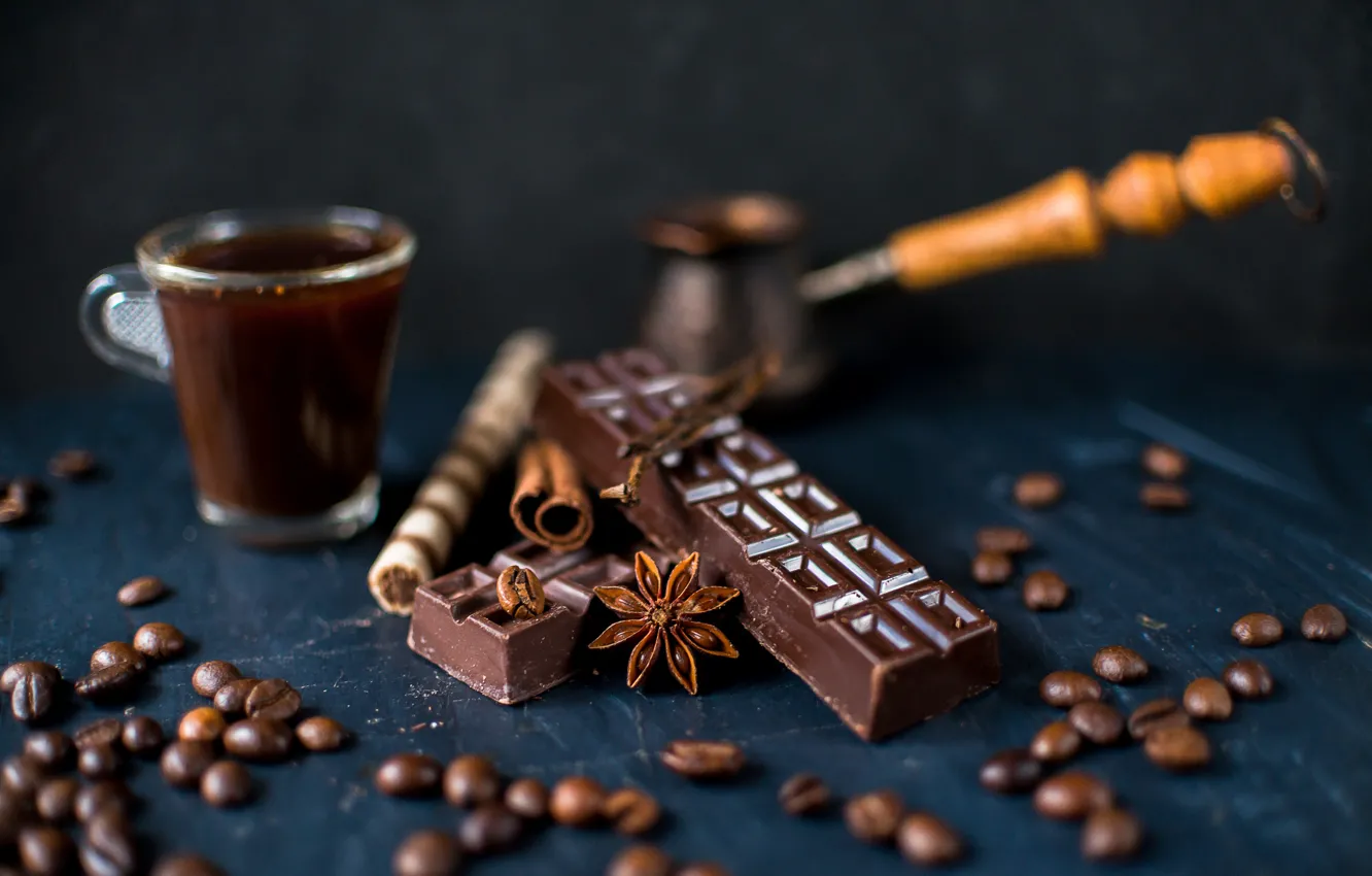 Photo wallpaper coffee, chocolate, grain, Turk