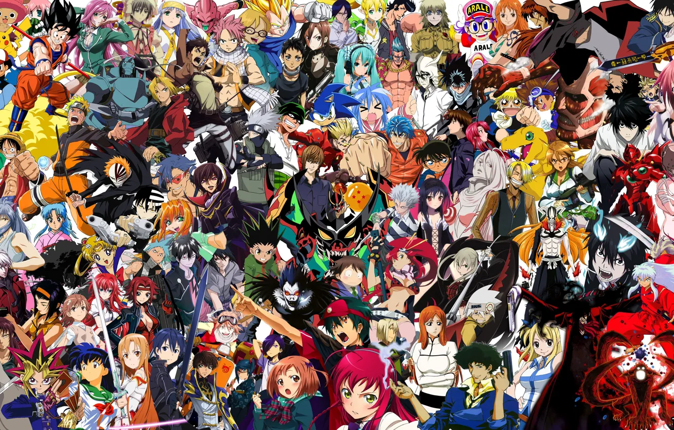 Photo wallpaper Black Lagoon, Bleach, Hellsing, Elfen Lied, Death Note, Naruto, Vocaloid, One Piece, crossover, Pokemon, Ao …