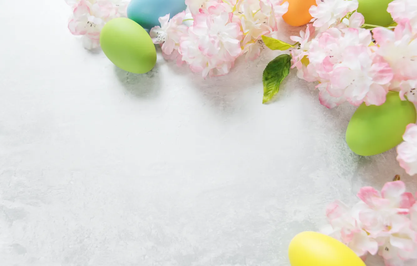 Photo wallpaper flowers, Easter, flowers, spring, Easter, eggs, Happy, the painted eggs